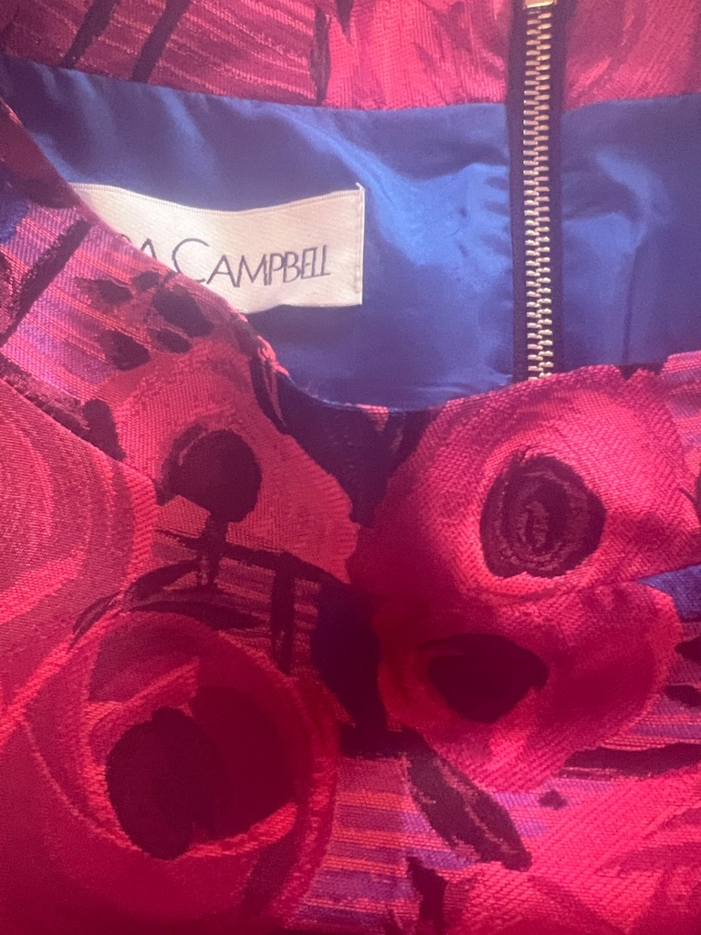 Sara Campbell Red and Blue Floral Fit-and-Flare Midi Dress - Picture 7 of 7
